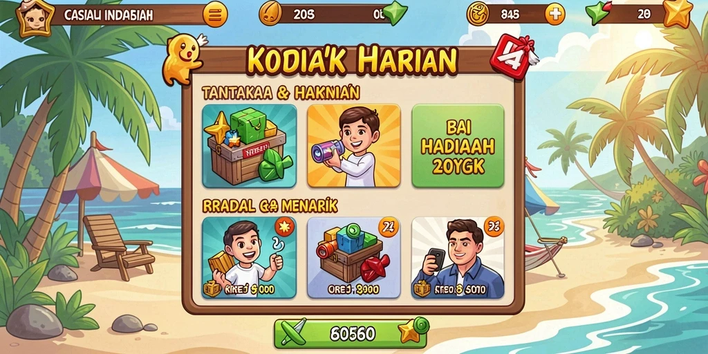 Tampilan utama F32 dengan karakter menarik.